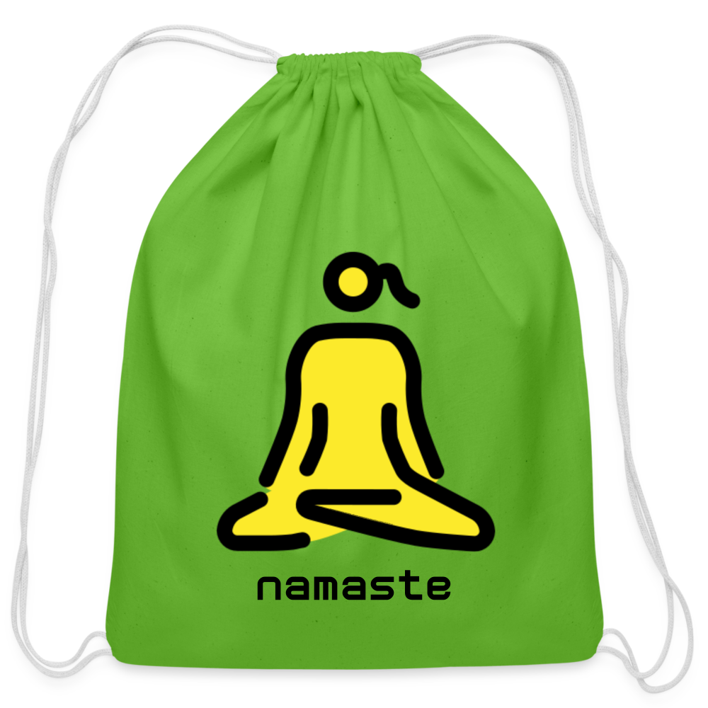 Customizable Woman in Lotus Position Moji + Namaste Text Drawstring Back Pack (18x14) - Emoji.Express - clover