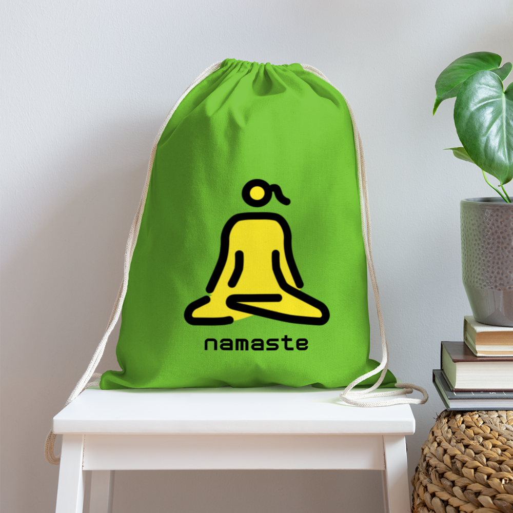 Customizable Woman in Lotus Position Moji + Namaste Text Drawstring Back Pack (18x14) - Emoji.Express - clover