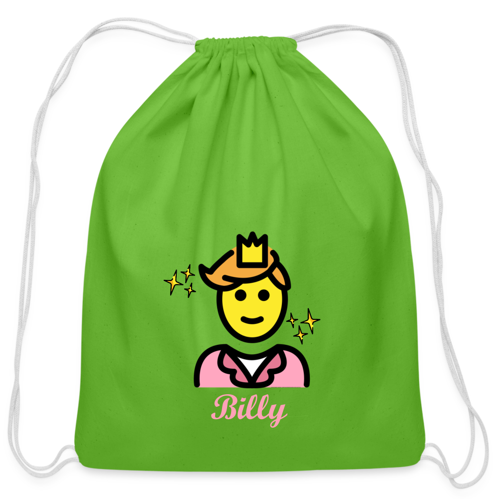 Customizable Man Wearing Crown + Sparkle Moji + Billy Text Drawstring Back Pack (18x14) - Emoji.Express - clover