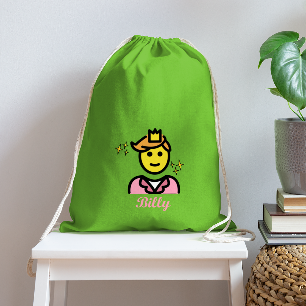 Customizable Man Wearing Crown + Sparkle Moji + Billy Text Drawstring Back Pack (18x14) - Emoji.Express - clover