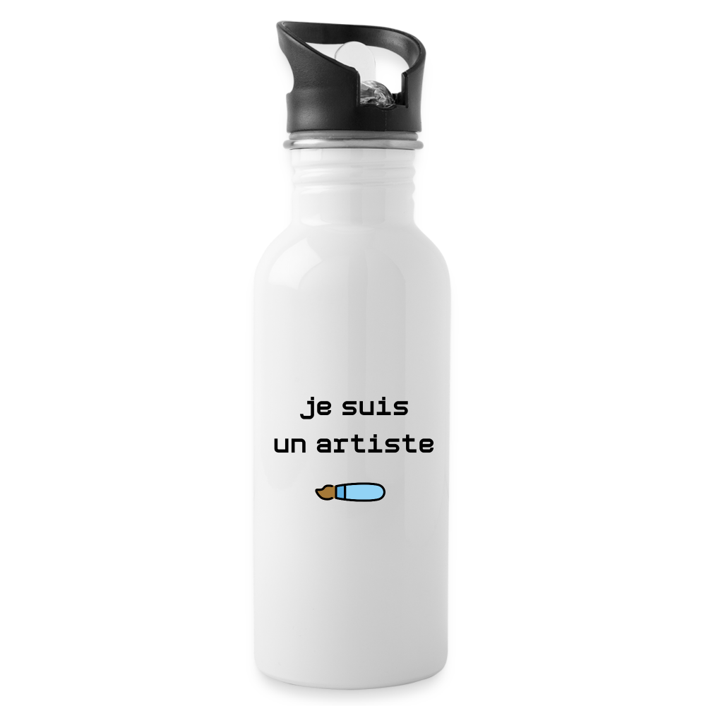 Customizable Woman Artist + Paintbrush Moji + Je Suis Un Artiste Text (Two-Sided Print) Water Bottle - Emoji.Express - white