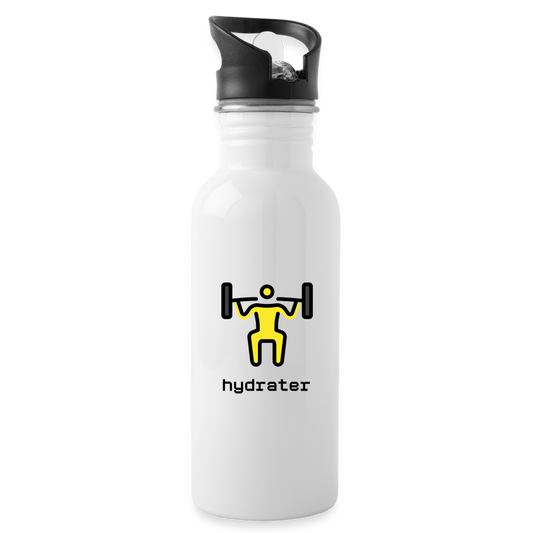 Customizable Person Lifting Weights Moji + Hydrater Text Water Bottle - Emoji.Express - white