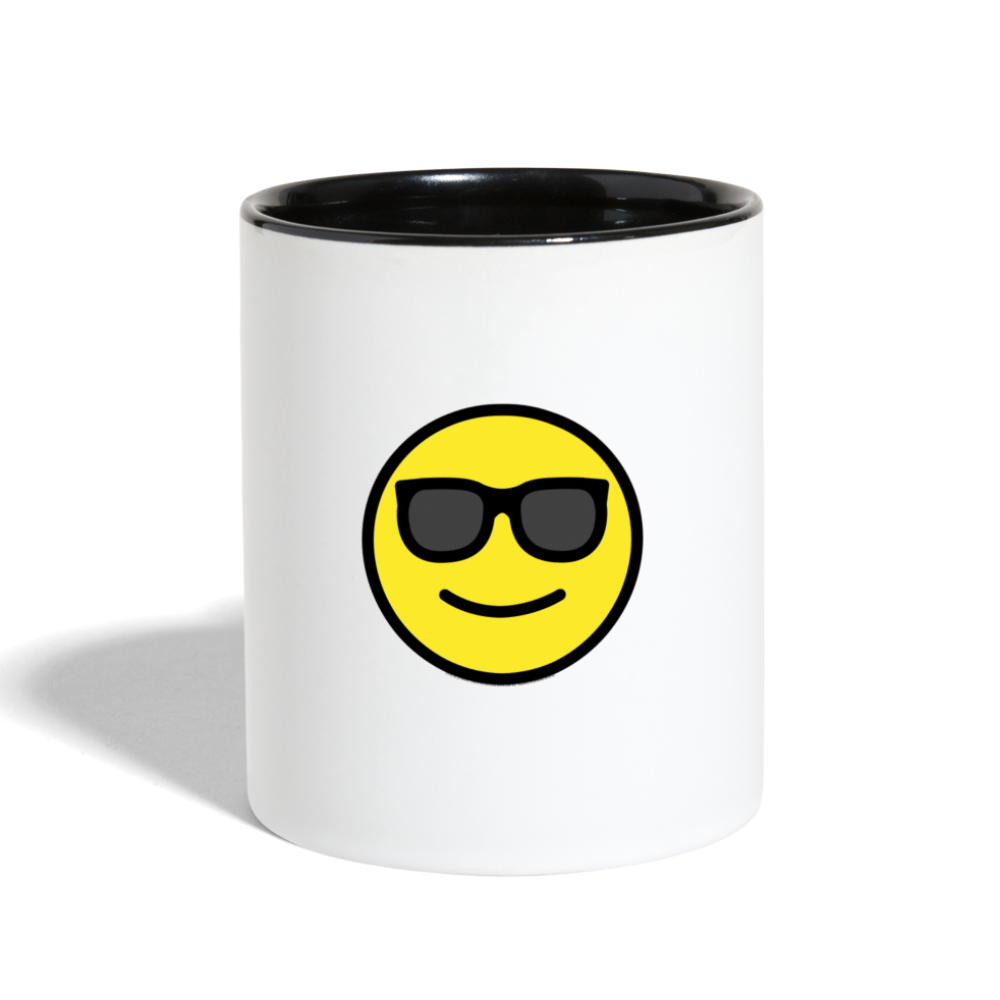 Customizable Sunglasses + Star Struck Moji (Two-Sided) Contrast Coffee Mug - Emoji.Express - white/black