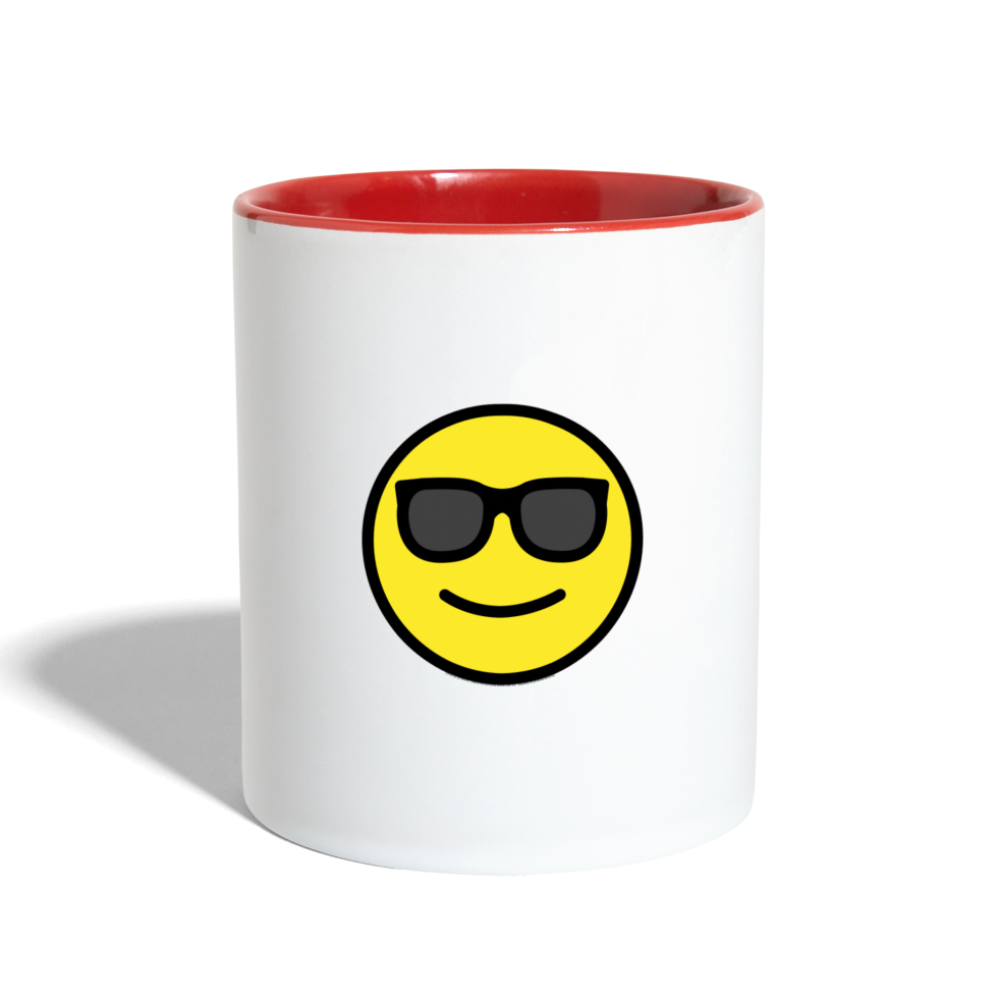 Customizable Sunglasses + Star Struck Moji (Two-Sided) Contrast Coffee Mug - Emoji.Express - white/red