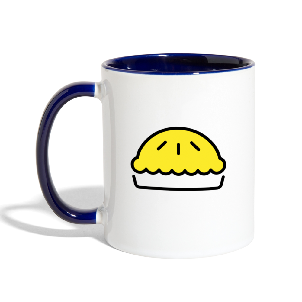 Customizable Cherries + Pie Moji (Two-Sided) Contrast Coffee Mug - Emoji.Express - white/cobalt blue