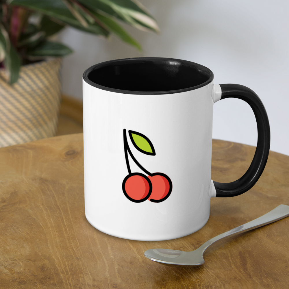 Customizable Cherries + Pie Moji (Two-Sided) Contrast Coffee Mug - Emoji.Express - white/black