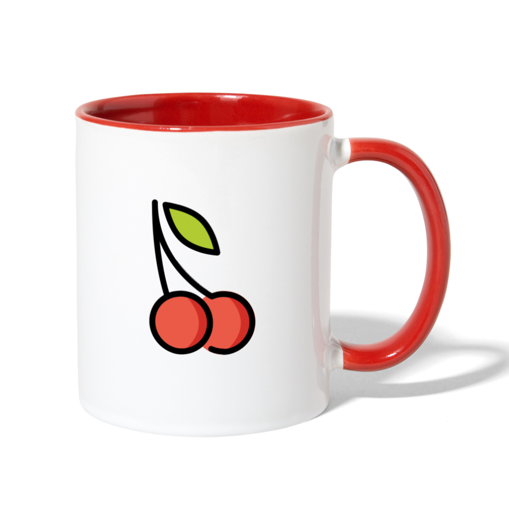 Customizable Cherries + Pie Moji (Two-Sided) Contrast Coffee Mug - Emoji.Express - white/red