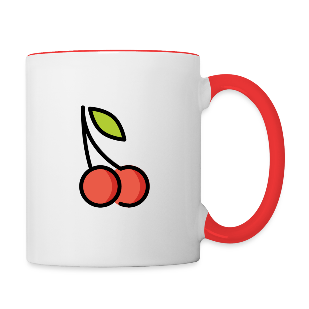 Customizable Cherries + Pie Moji (Two-Sided) Contrast Coffee Mug - Emoji.Express - white/red