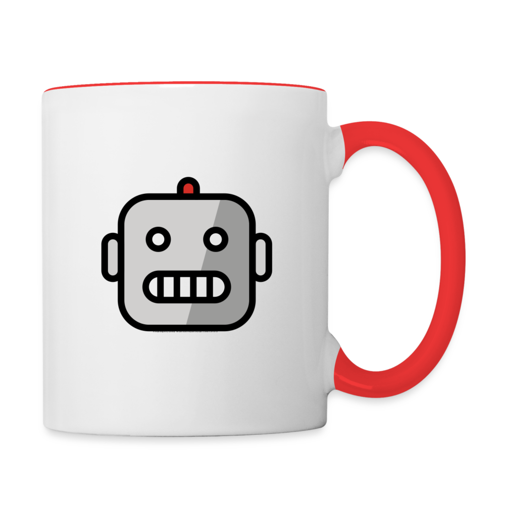 Customizable Robot Moji (Two-Sided) Contrast Coffee Mug - Emoji.Express - white/red