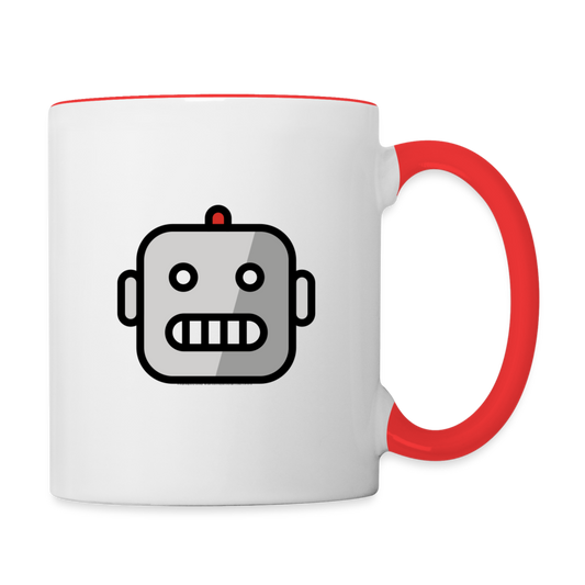 Customizable Robot Moji (Two-Sided) Contrast Coffee Mug - Emoji.Express - white/red