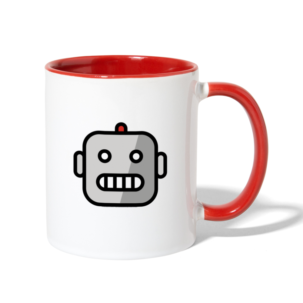 Customizable Robot Moji (Two-Sided) Contrast Coffee Mug - Emoji.Express - white/red