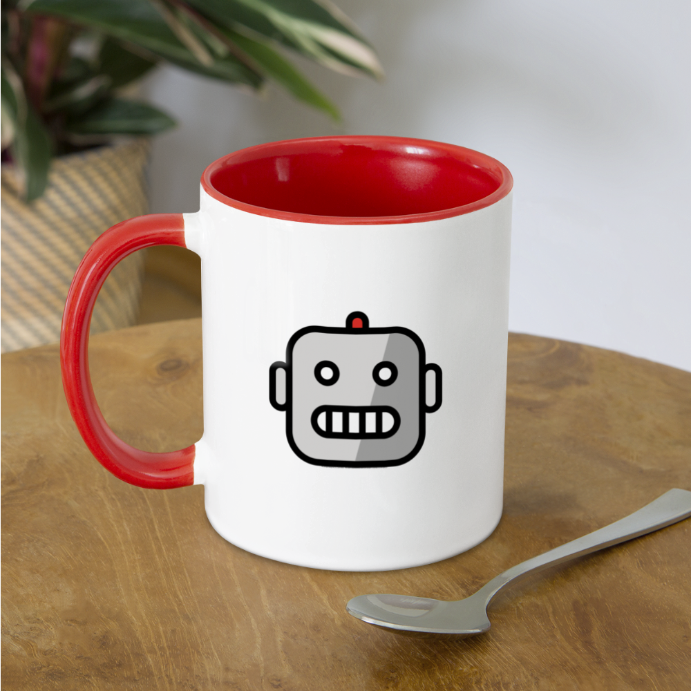 Customizable Robot Moji (Two-Sided) Contrast Coffee Mug - Emoji.Express - white/red