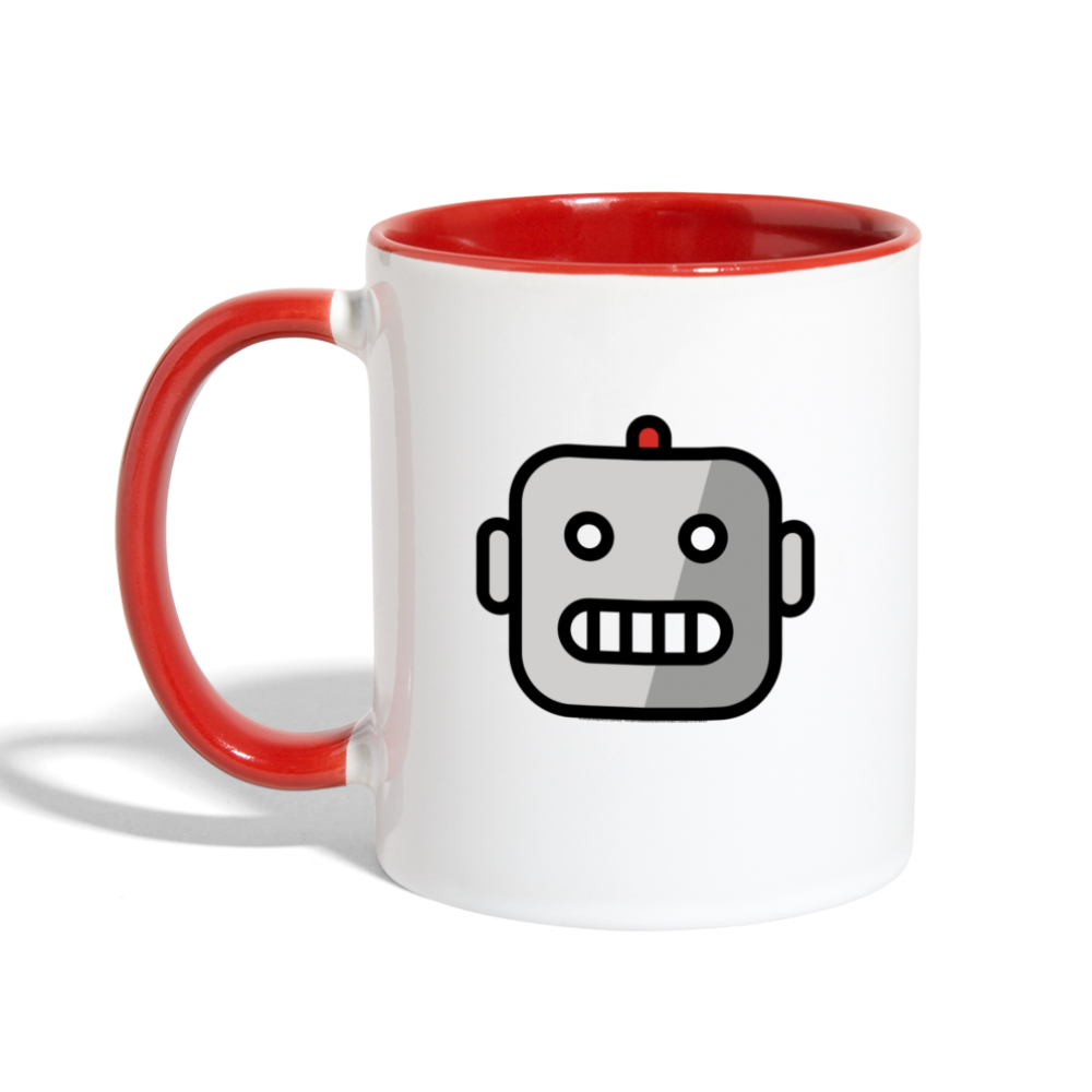 Customizable Robot Moji (Two-Sided) Contrast Coffee Mug - Emoji.Express - white/red