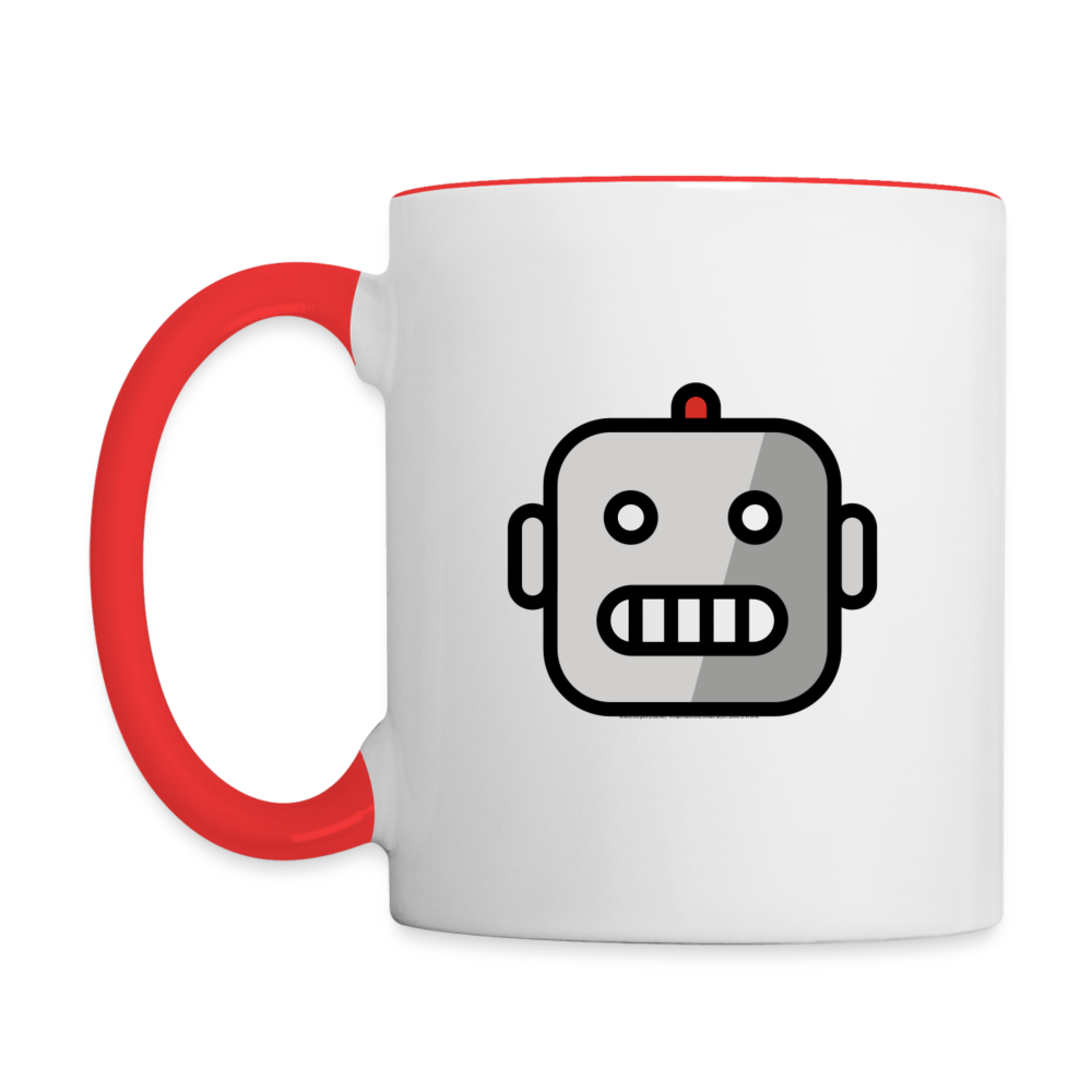 Customizable Robot Moji (Two-Sided) Contrast Coffee Mug - Emoji.Express - white/red