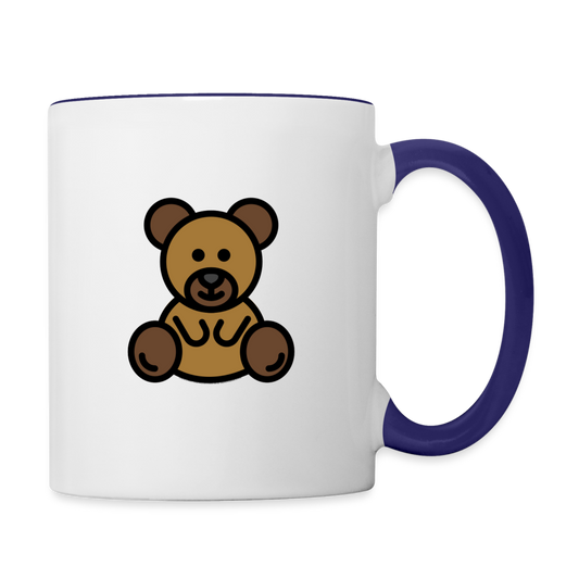 Customizable Teddy Bear Moji (Two-Sided) Contrast Coffee Mug - Emoji.Express - white/cobalt blue