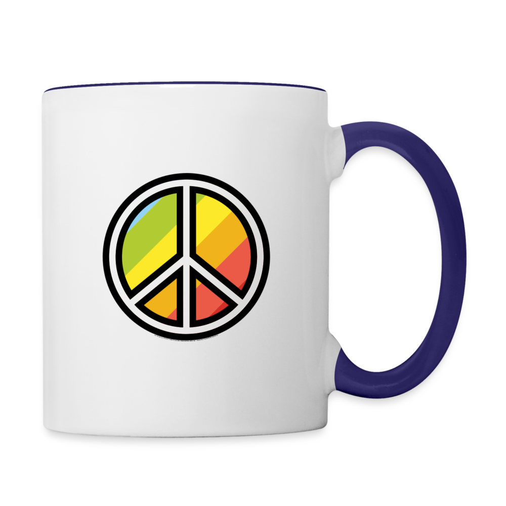 Customizable Peace Symbol + Victory Hand Moji (Two-Sided) Contrast Coffee Mug - Emoji.Express - white/cobalt blue