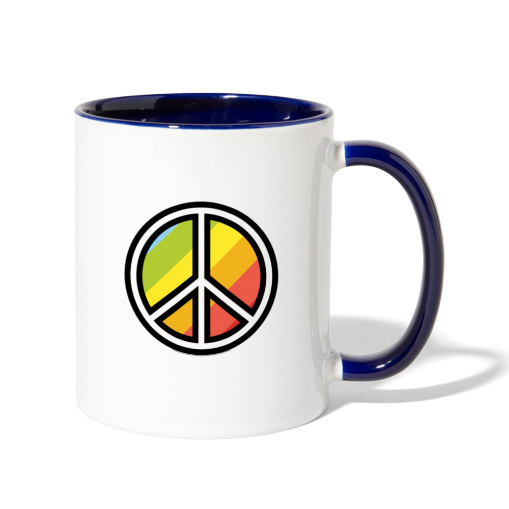 Customizable Peace Symbol + Victory Hand Moji (Two-Sided) Contrast Coffee Mug - Emoji.Express - white/cobalt blue