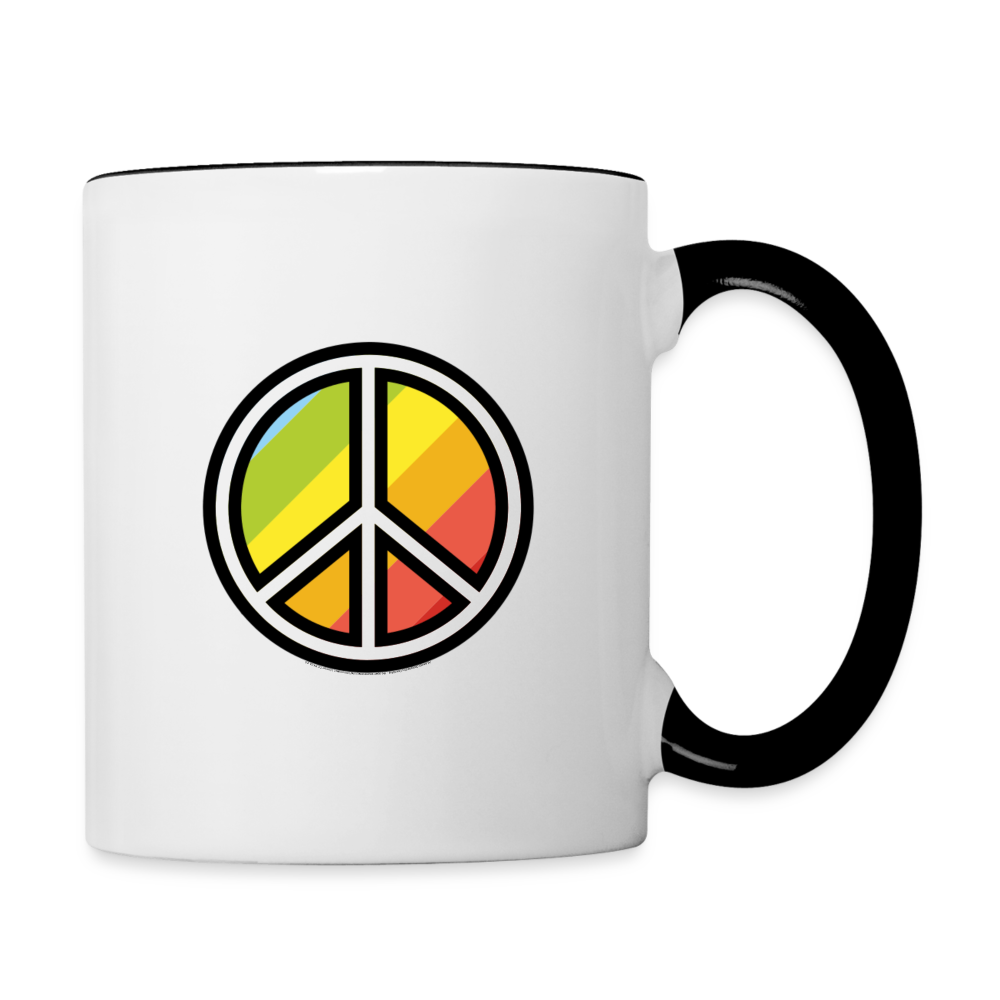 Customizable Peace Symbol + Victory Hand Moji (Two-Sided) Contrast Coffee Mug - Emoji.Express - white/black