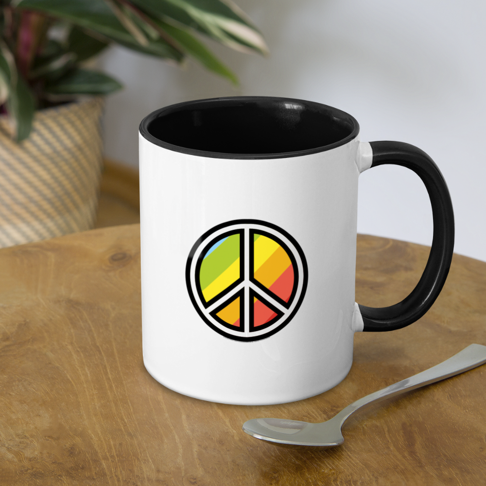 Customizable Peace Symbol + Victory Hand Moji (Two-Sided) Contrast Coffee Mug - Emoji.Express - white/black