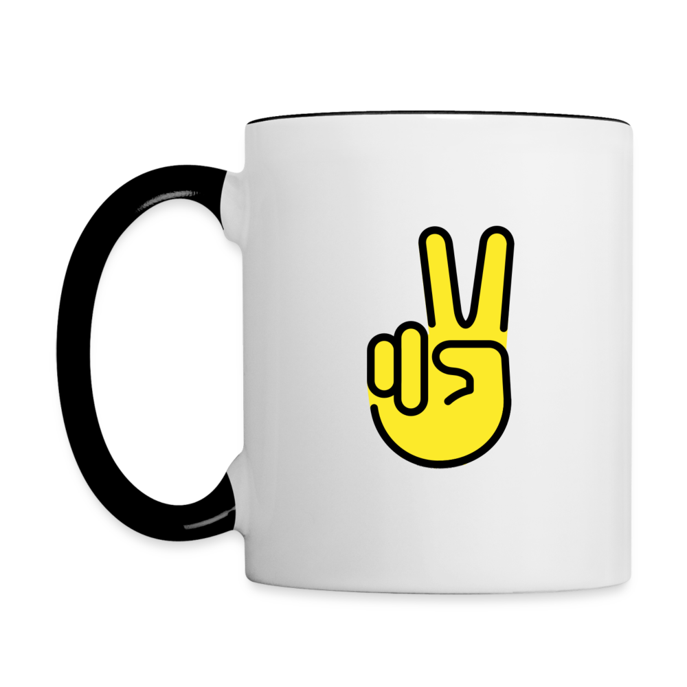 Customizable Peace Symbol + Victory Hand Moji (Two-Sided) Contrast Coffee Mug - Emoji.Express - white/black