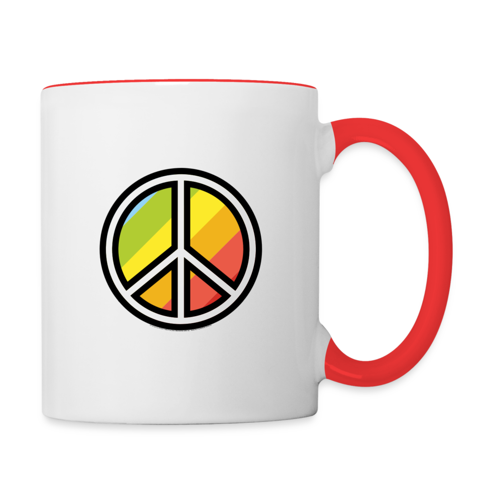 Customizable Peace Symbol + Victory Hand Moji (Two-Sided) Contrast Coffee Mug - Emoji.Express - white/red