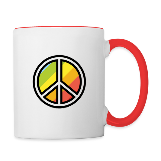 Customizable Peace Symbol + Victory Hand Moji (Two-Sided) Contrast Coffee Mug - Emoji.Express - white/red