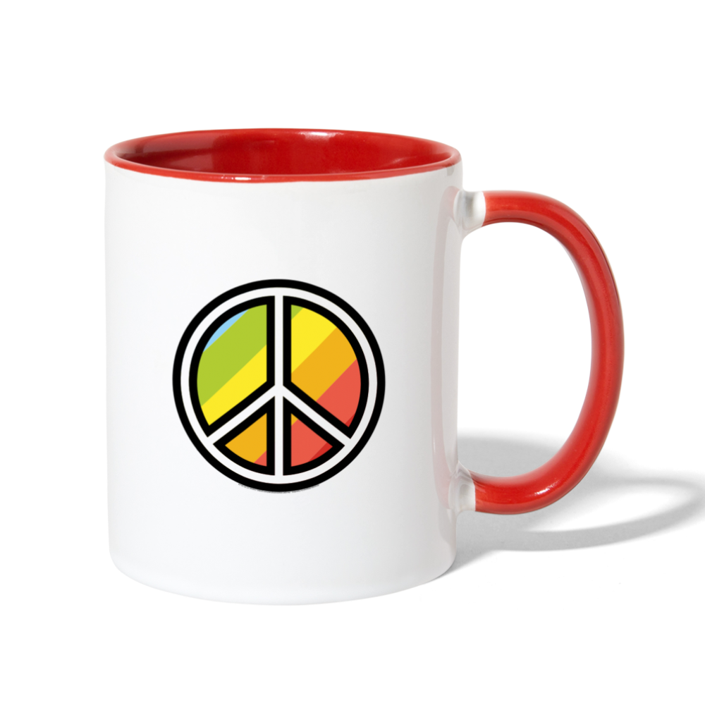 Customizable Peace Symbol + Victory Hand Moji (Two-Sided) Contrast Coffee Mug - Emoji.Express - white/red