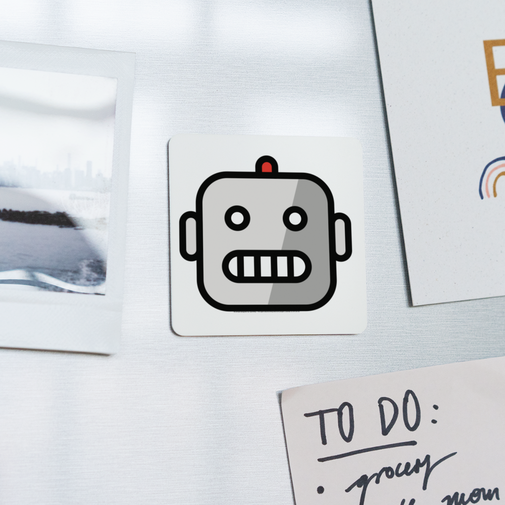 Customizable Robot Moji Square Magnet - Emoji.Express - white