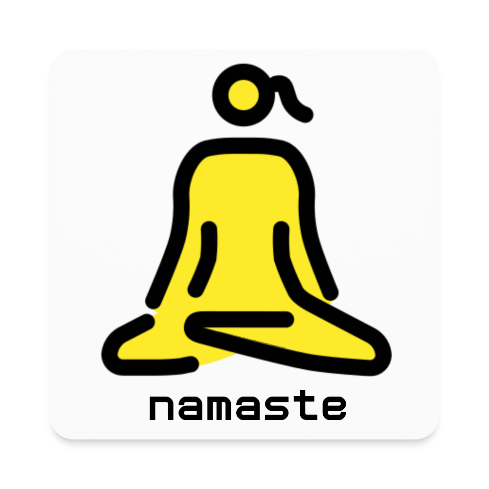 Customizable Woman in Lotus Position Moji + Namaste Text Square Magnet - Emoji.Express - white