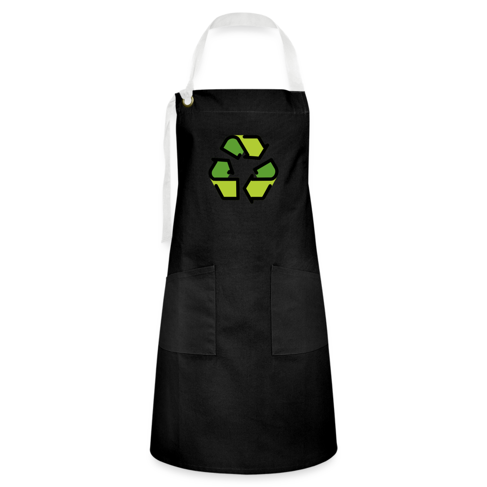 Customizable Recycling Symbol Moji Artisan Apron - Emoji.Express - black/white