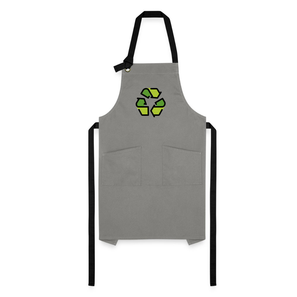Customizable Recycling Symbol Moji Artisan Apron - Emoji.Express - gray/black