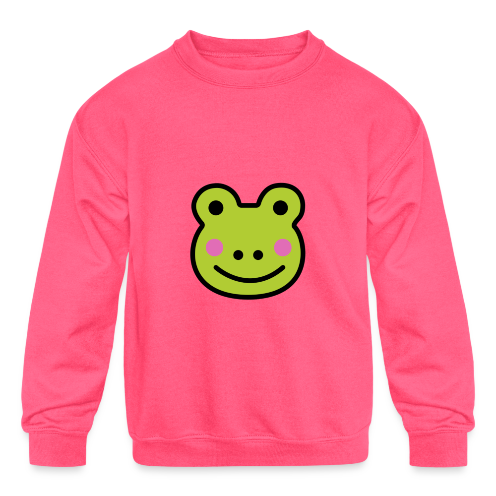 Customizable Sachi-chan Emoji Expression Character Moji Kids' Crewneck Sweatshirt - Emoji.Express - neon pink