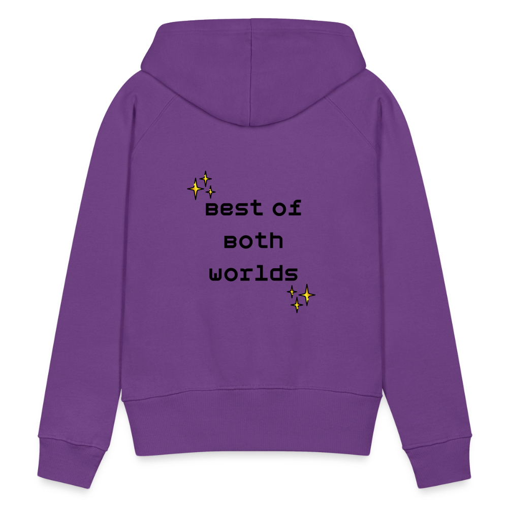 Customizable Virtual Reality Moji + Best of Both Worlds Text (Two-Sided) Women’s Premium Hoodie - Emoji.Express - purple 
