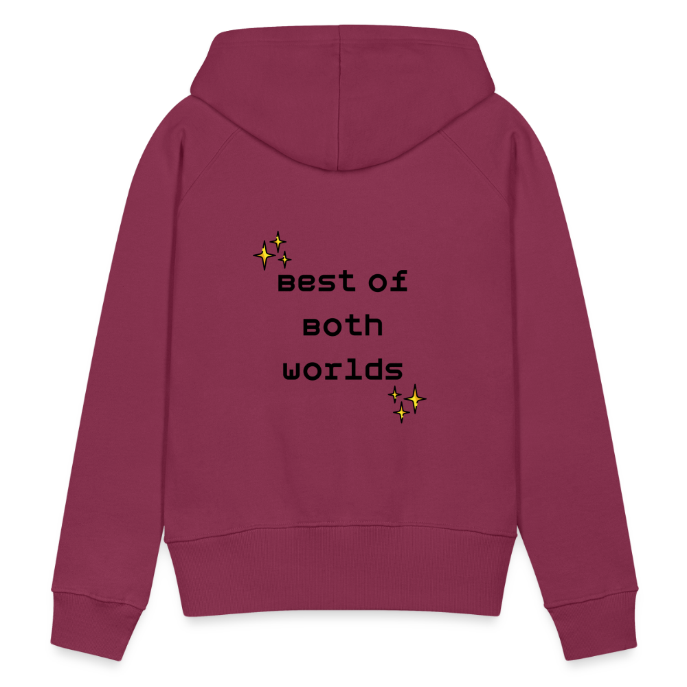 Customizable Virtual Reality Moji + Best of Both Worlds Text (Two-Sided) Women’s Premium Hoodie - Emoji.Express - burgundy