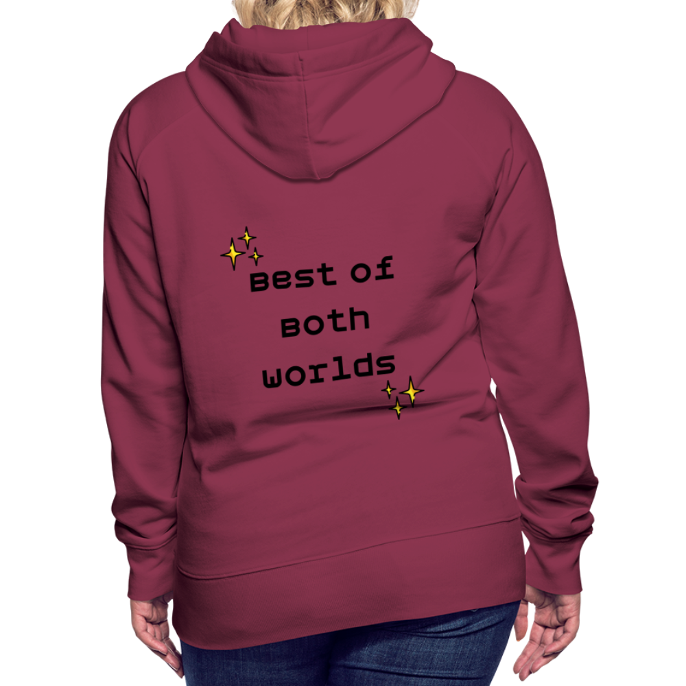 Customizable Virtual Reality Moji + Best of Both Worlds Text (Two-Sided) Women’s Premium Hoodie - Emoji.Express - burgundy