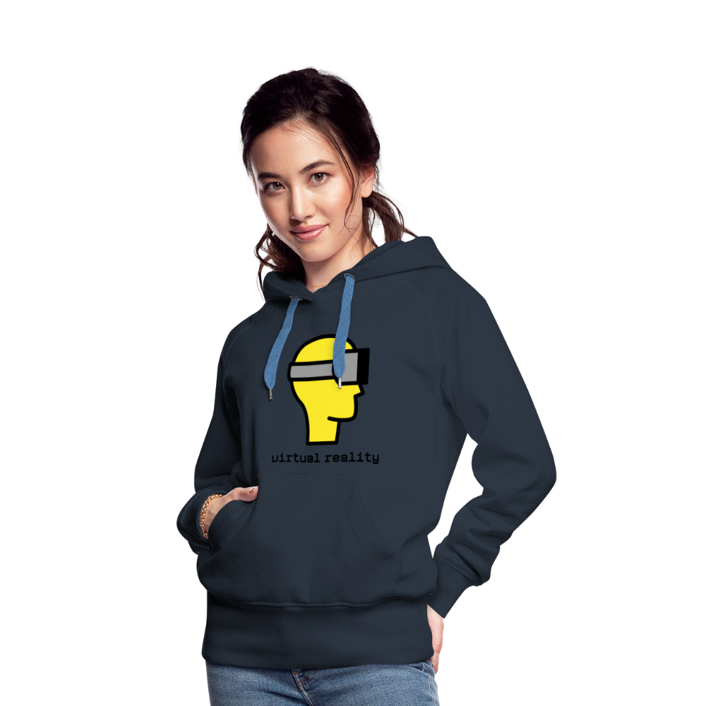 Customizable Virtual Reality Moji + Best of Both Worlds Text (Two-Sided) Women’s Premium Hoodie - Emoji.Express - navy