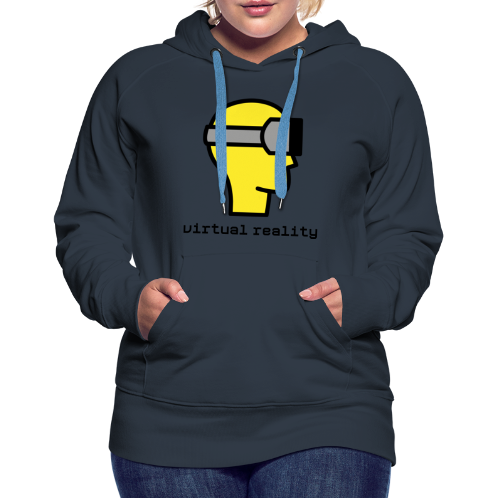 Customizable Virtual Reality Moji + Best of Both Worlds Text (Two-Sided) Women’s Premium Hoodie - Emoji.Express - navy