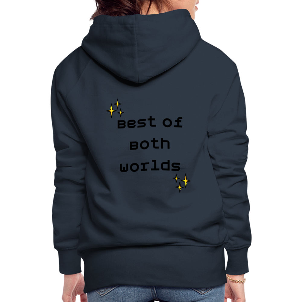 Customizable Virtual Reality Moji + Best of Both Worlds Text (Two-Sided) Women’s Premium Hoodie - Emoji.Express - navy