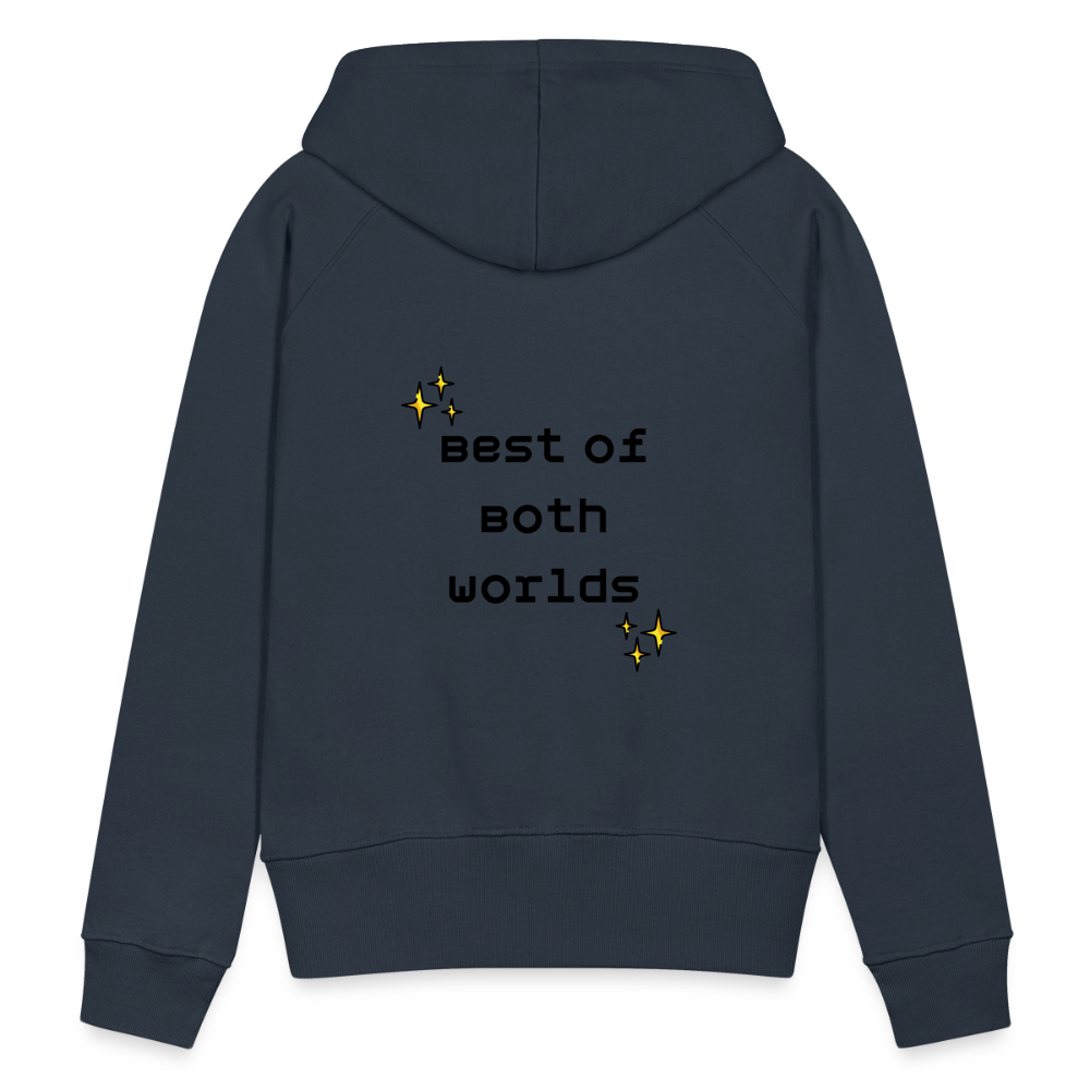 Customizable Virtual Reality Moji + Best of Both Worlds Text (Two-Sided) Women’s Premium Hoodie - Emoji.Express - navy