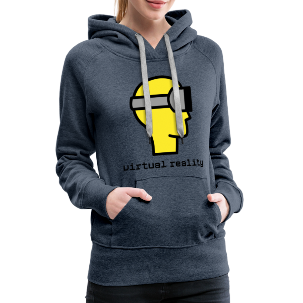 Customizable Virtual Reality Moji + Best of Both Worlds Text (Two-Sided) Women’s Premium Hoodie - Emoji.Express - heather denim