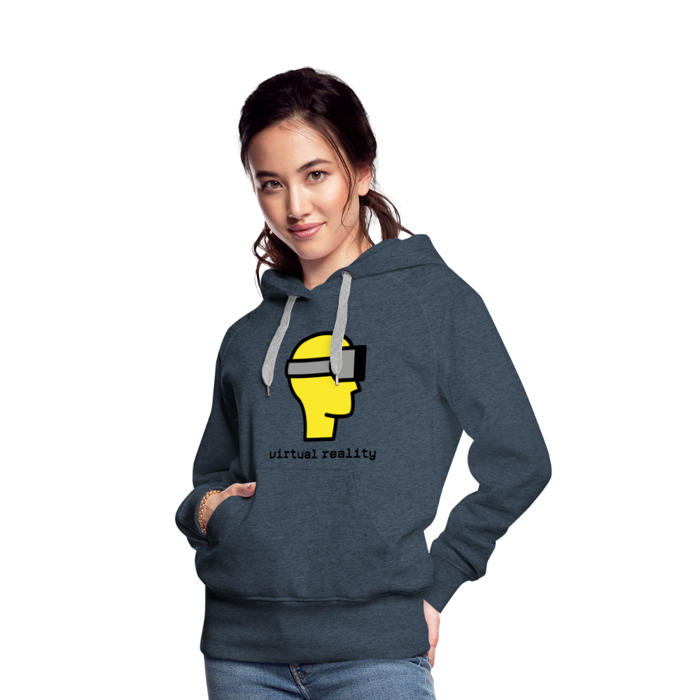 Customizable Virtual Reality Moji + Best of Both Worlds Text (Two-Sided) Women’s Premium Hoodie - Emoji.Express - heather denim