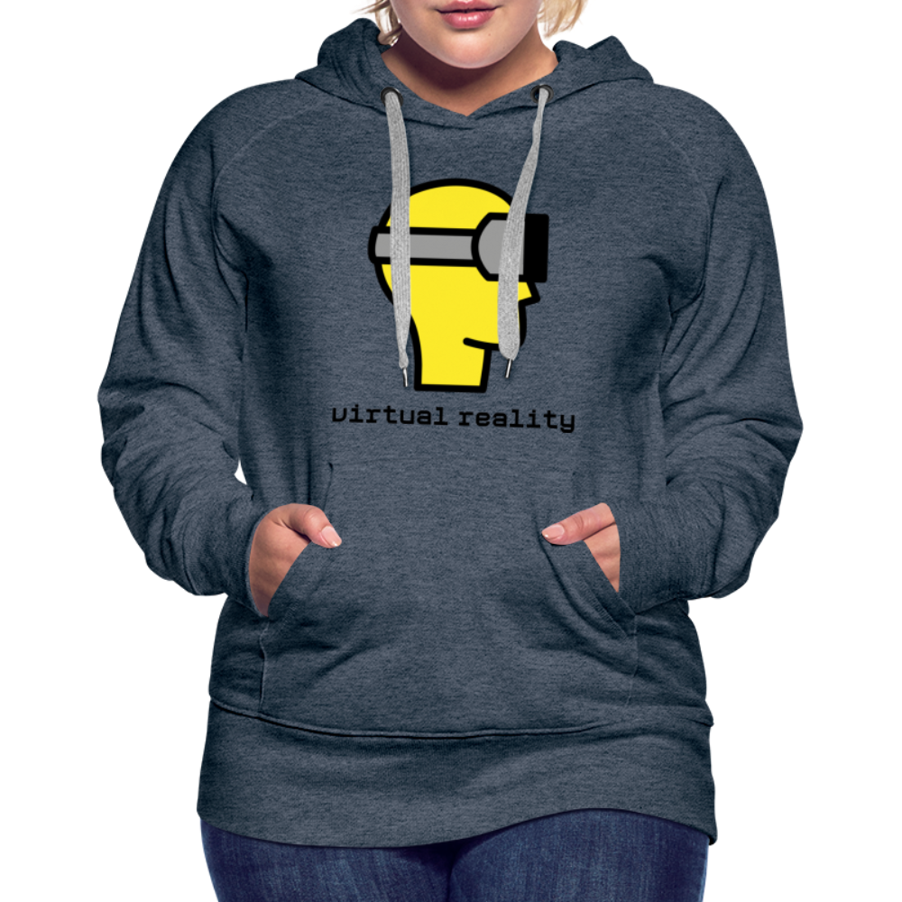 Customizable Virtual Reality Moji + Best of Both Worlds Text (Two-Sided) Women’s Premium Hoodie - Emoji.Express - heather denim