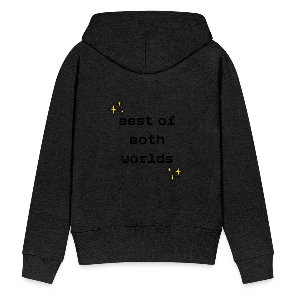 Customizable Virtual Reality Moji + Best of Both Worlds Text (Two-Sided) Women’s Premium Hoodie - Emoji.Express - charcoal grey