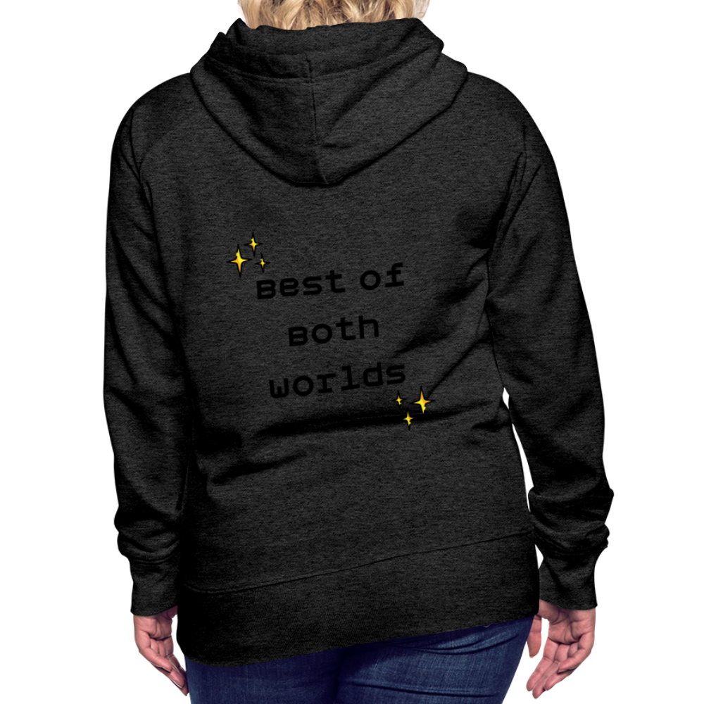 Customizable Virtual Reality Moji + Best of Both Worlds Text (Two-Sided) Women’s Premium Hoodie - Emoji.Express - charcoal grey