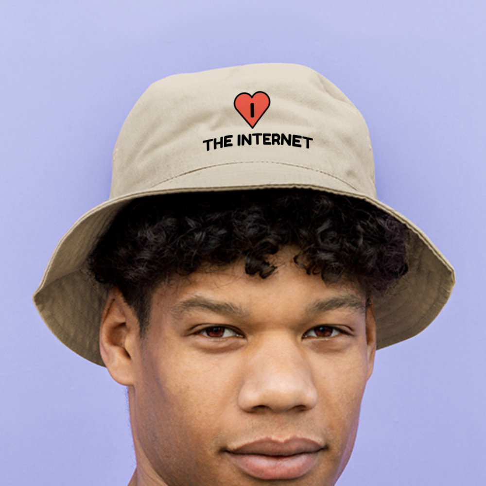 Customizable I Red Heart Moji The Internet Bucket Hat - Emoji.Express - cream