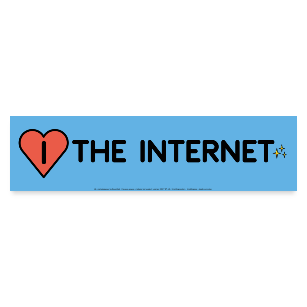 Emoji Expression: I Red Heart The Internet + Sparkles Moji Bumper Sticker (Blue) - Emoji.Express - white matte