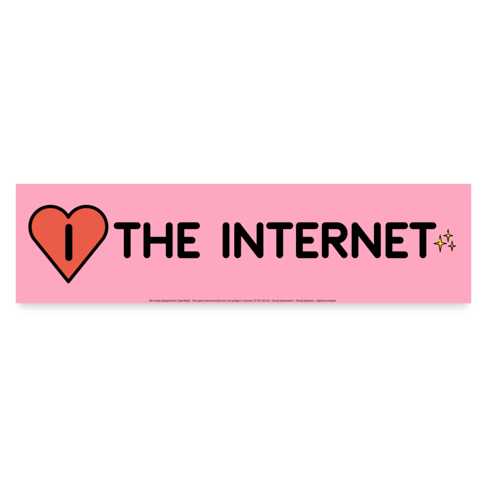 Emoji Expression: I Red Heart The Internet + Sparkles Moji Bumper Sticker (Pink) - Emoji.Express - white matte