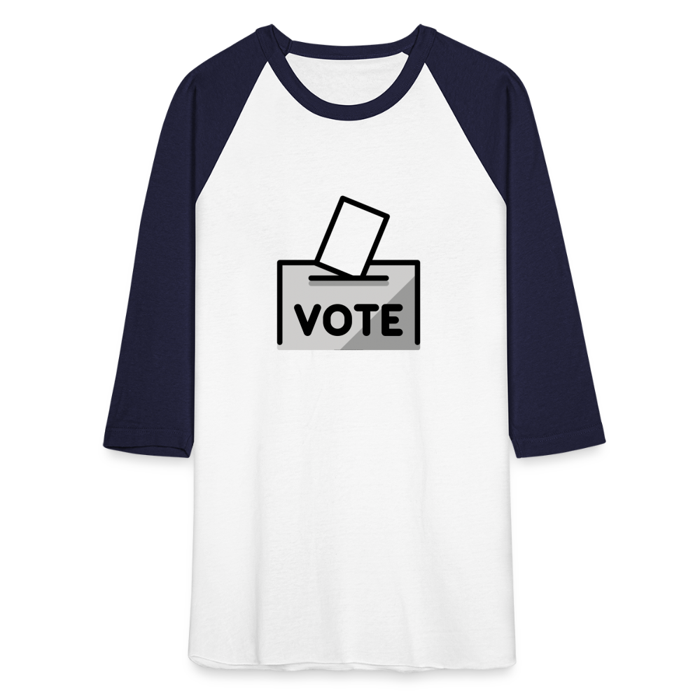 Customizable Ballot Moji with Vote Text Emoji Expression Unisex Baseball T-Shirt  - Emoji.Express - white/navy