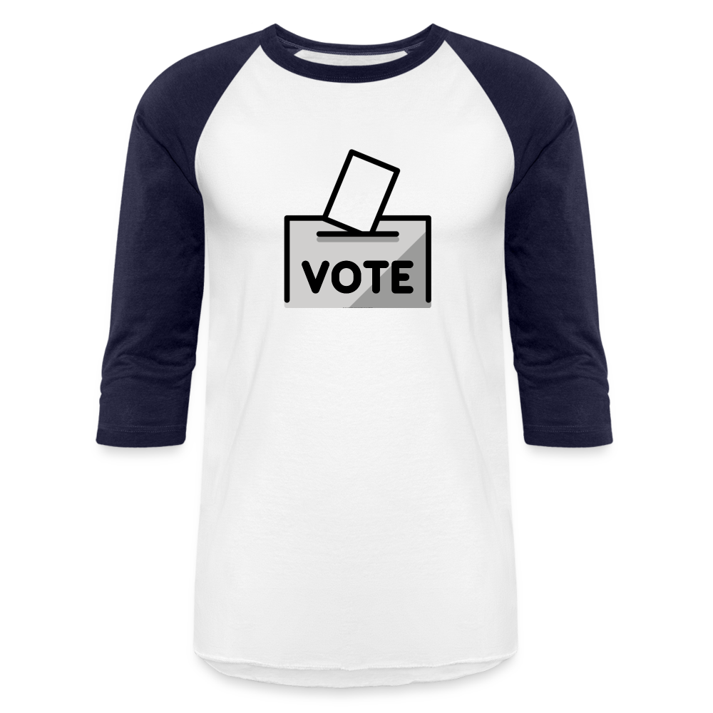 Customizable Ballot Moji with Vote Text Emoji Expression Unisex Baseball T-Shirt  - Emoji.Express - white/navy