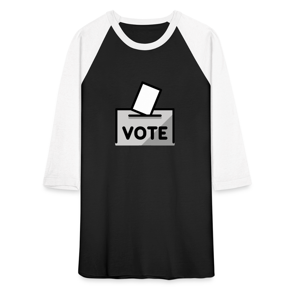 Customizable Ballot Moji with Vote Text Emoji Expression Unisex Baseball T-Shirt  - Emoji.Express - black/white